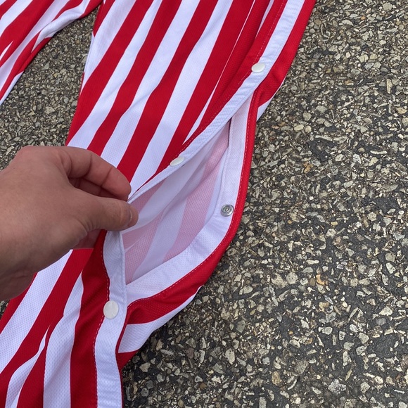 Indiana Hoosier red white striped clown tear away button clip on pants -NOT NIKE - Picture 2 of 4